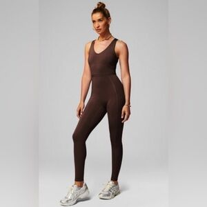 Fabletics Brown Sleeveless Jumpsuit